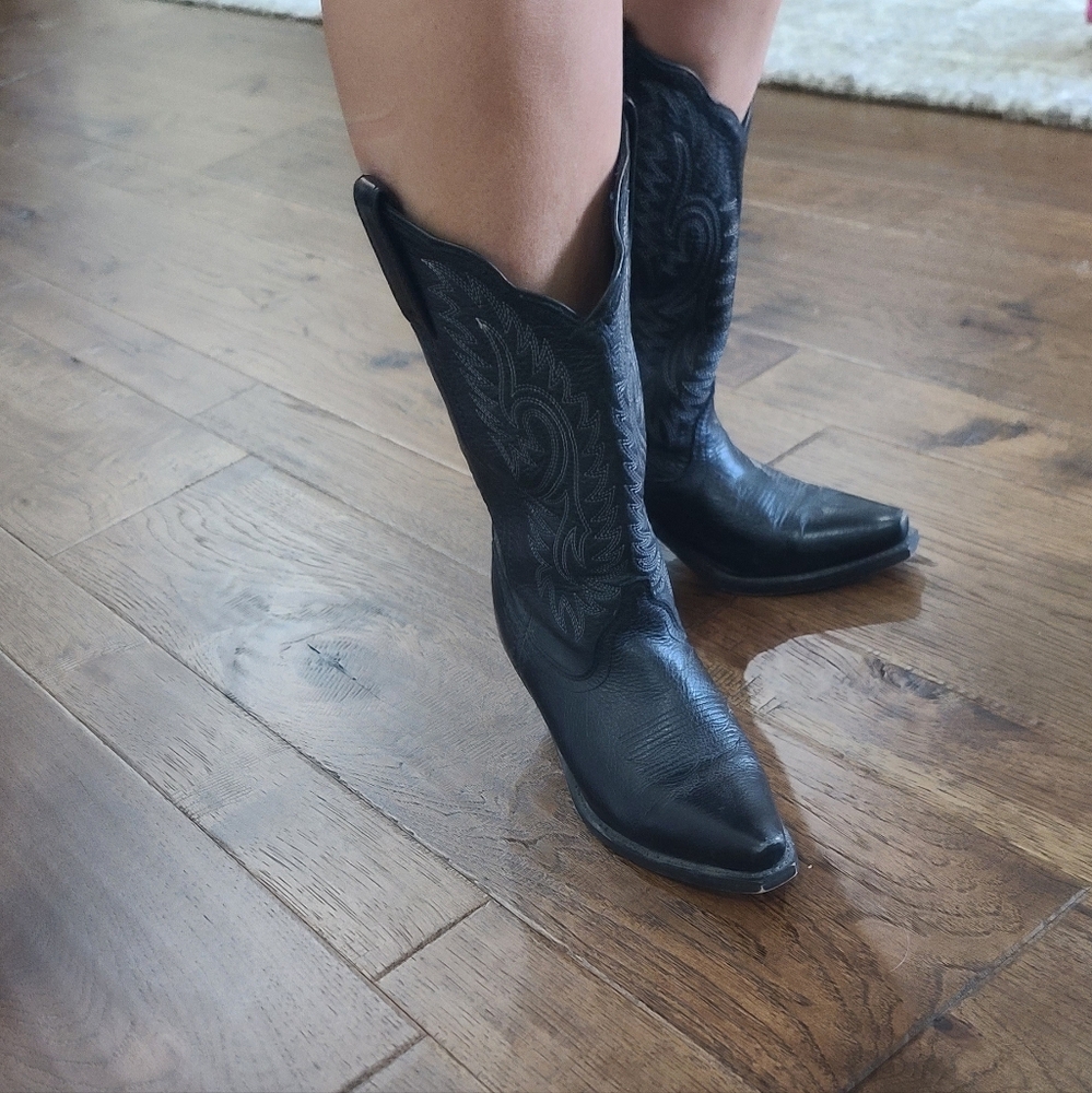 Masterson Black Leather Western Boot